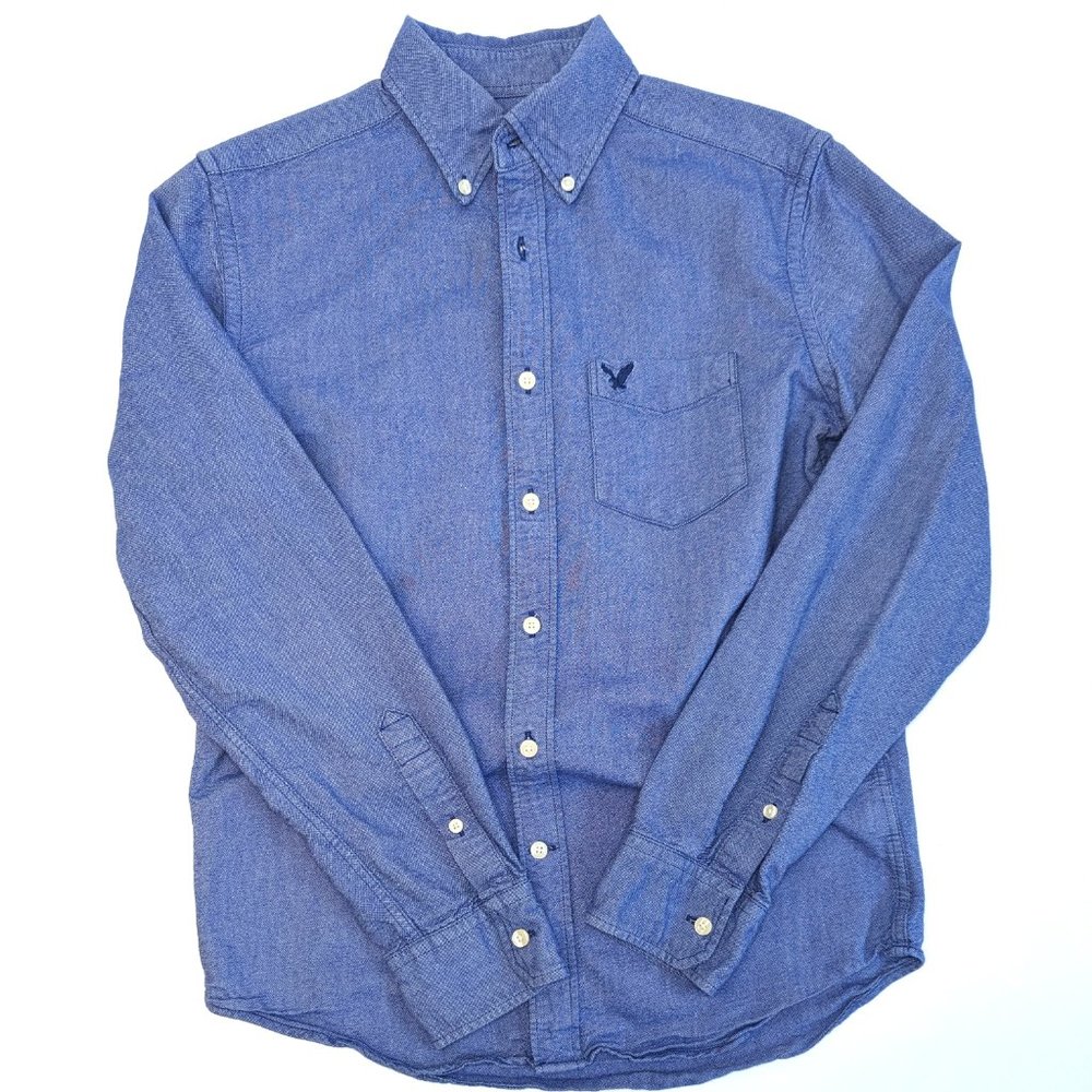 American Eagle Outfitters Blue Classic Fit Casual Button-Up Shirt Men's Size XS